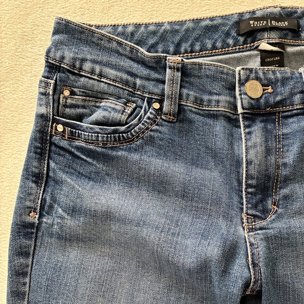 White House Black Market Blanc Crop Jeans 4 Blue Straight Leg Denim WHBM Casual - Picture 7 of 16